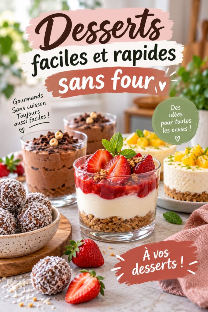Desserts colorés et appétissants sans four, prêts à être dégustés par la famille