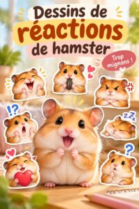 Un dessin coloré d'un hamster réagissant de manière amusante.