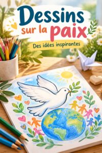 Enfants dessinent ensemble des symboles de paix avec des crayons de couleur.