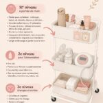 Poussette bien organisée avec accessoires pratiques pour bébé.