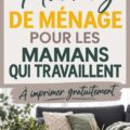 Maman occupée utilisant un planning de nettoyage sur son bureau