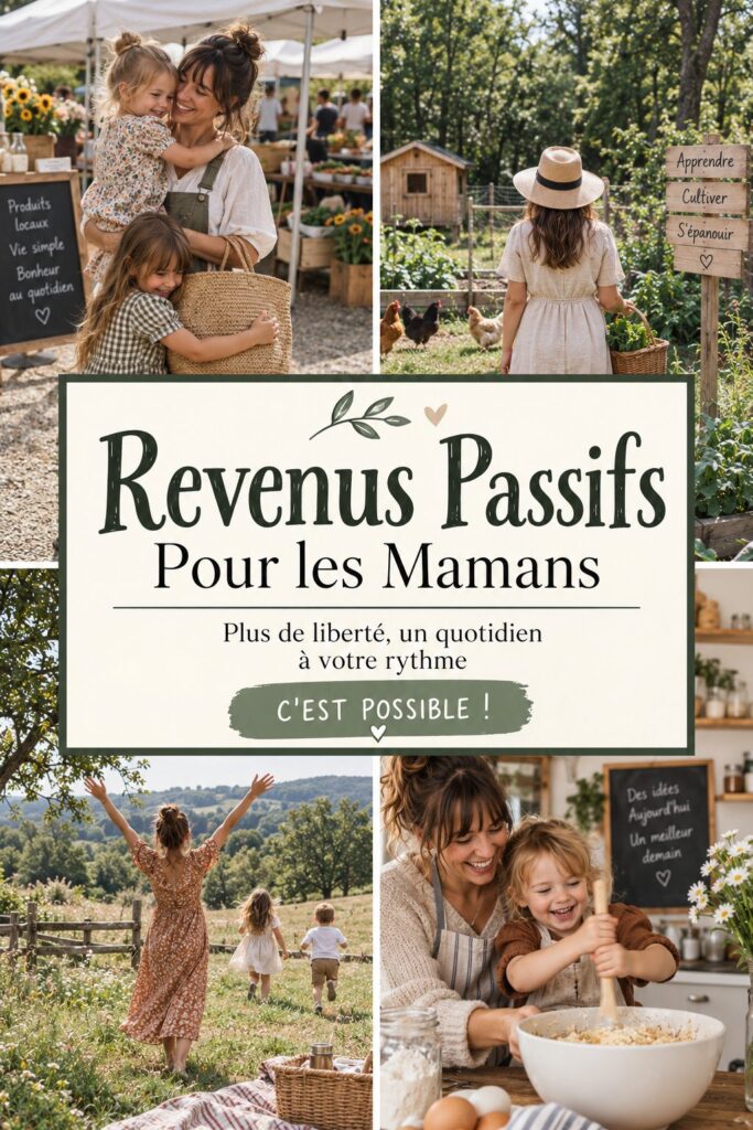 Maman travaillant sur son ordinateur portable à la maison, cherchant des idées de revenus passifs.