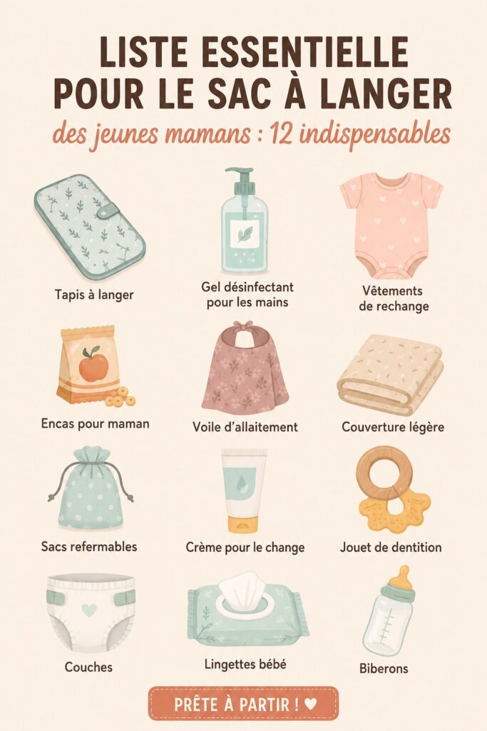 Sac à couches bien rempli avec les essentiels pour une nouvelle maman