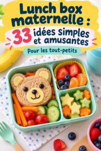 Lunchbox colorée pour enfants avec des aliments variés et sains.