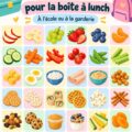 Des collations saines pour enfants dans une lunchbox colorée.