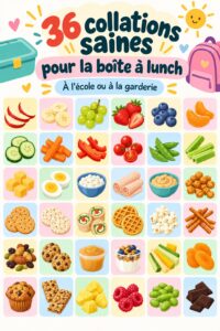 Des collations saines pour enfants dans une lunchbox colorée.