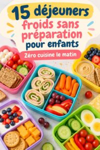 Assortiment de déjeuners froids colorés pour enfants, prêts à être emballés pour l'école.
