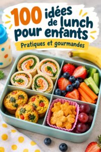Une variété de garnitures saines et colorées pour boîtes à lunch d'enfants.