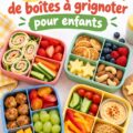 Boîte à goûter colorée avec des snacks sains pour enfants