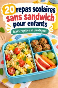 Déjeuner coloré pour enfants sans sandwichs, composé de fruits et légumes