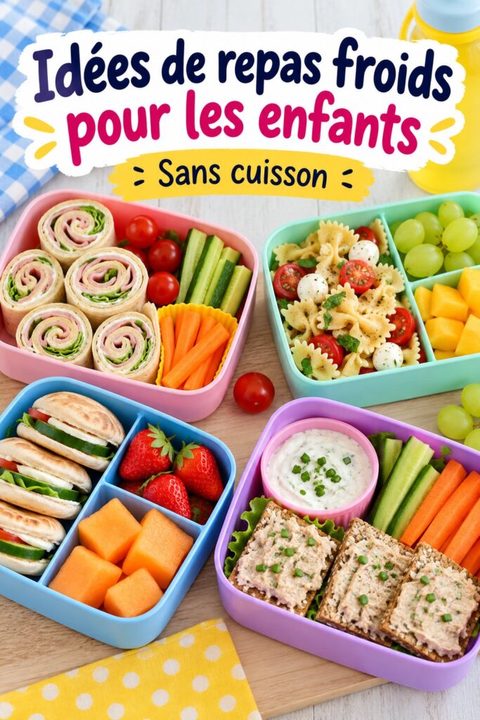 Assiette colorée avec des déjeuners froids variés pour enfants