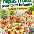 Un assortiment de déjeuners froids colorés pour enfants sous forme de salades et wraps