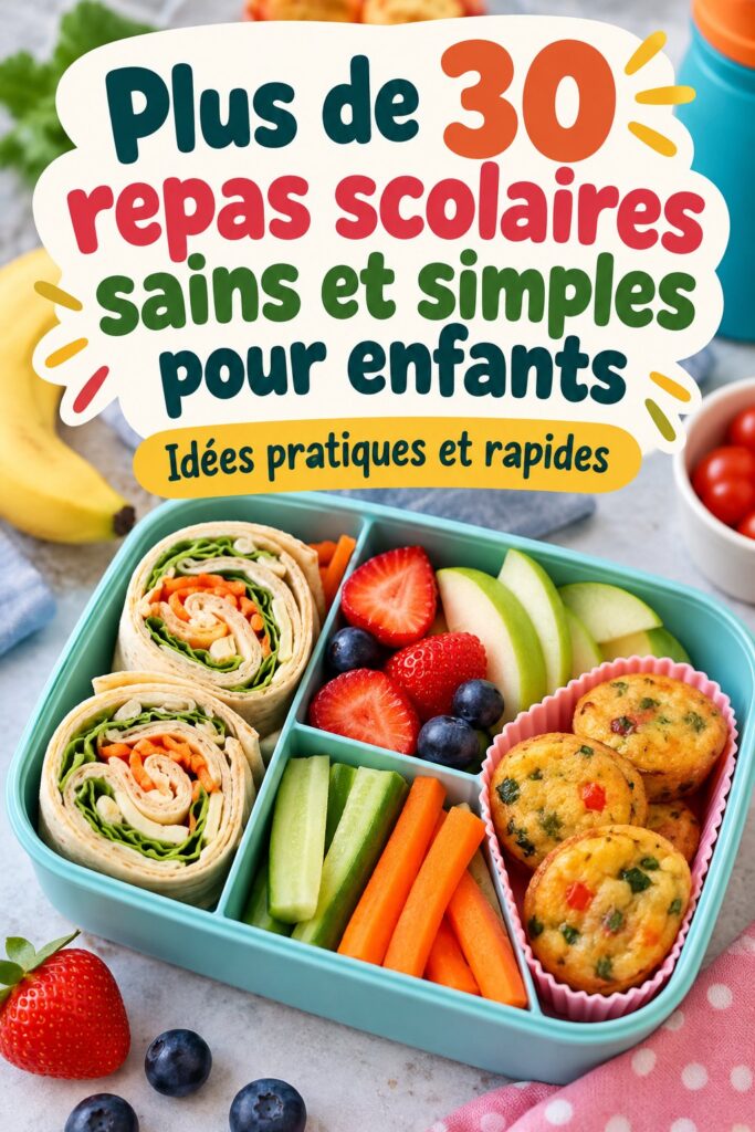 Déjeuner sain pour enfant avec fruits et légumes frais.