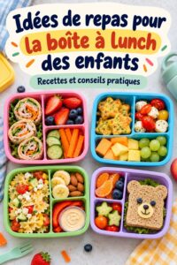 Une lunch box colorée remplie de légumes et fruits pour le déjeuner d'un enfant.