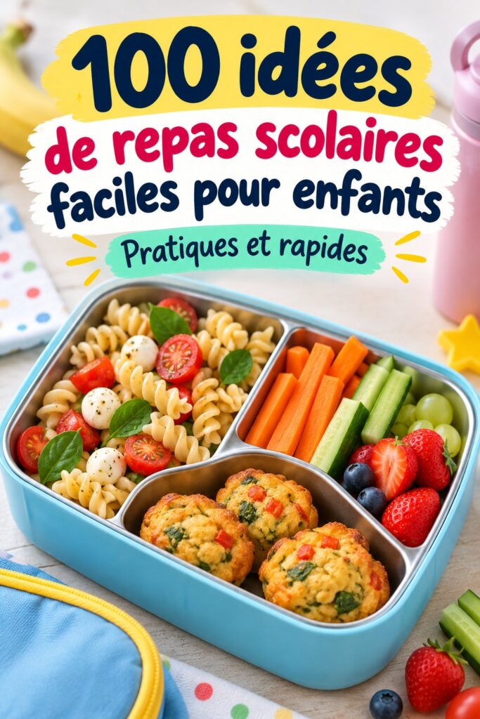 Un lunch scolaire appétissant avec des fruits, des légumes et une protéine