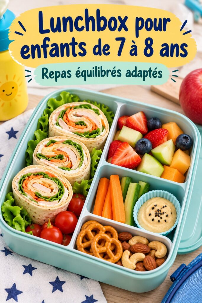 Lunchbox colorée pour enfants avec des fruits et des légumes