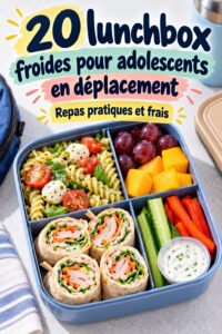 Une lunchbox froide bien remplie pour adolescents, prête pour le transport scolaire.