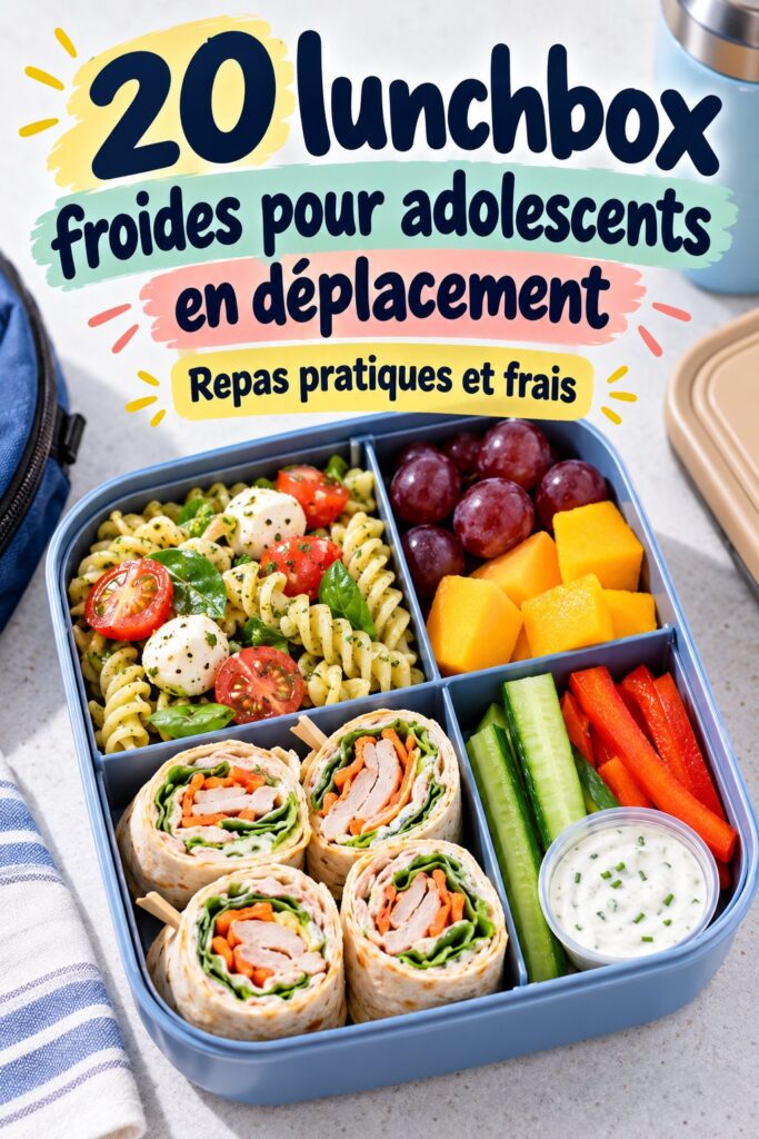 Une lunchbox froide bien remplie pour adolescents, prête pour le transport scolaire.
