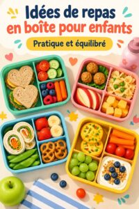 Un bento box coloré pour enfants avec divers aliments sains