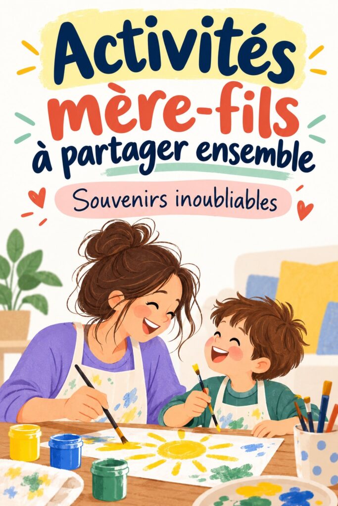 Mère et fils souriant pendant une activité ensemble, renforçant leur complicité.