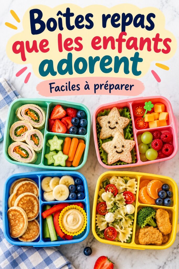 Un lunch bento coloré avec des fruits et légumes pour enfants