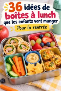 Une variété de lunchboxes colorées et équilibrées prêtes pour l'école.