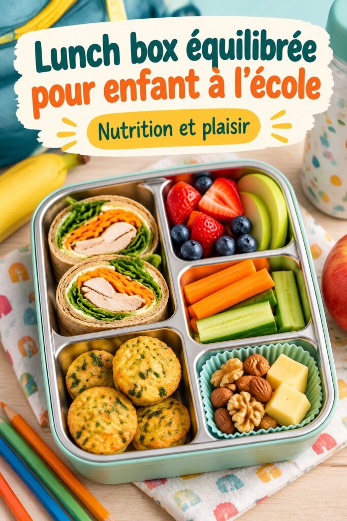 Lunch box équilibrée pour enfants avec fruits et légumes