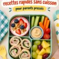 Lunch box colorée avec des aliments variés et sains pour enfants en maternelle.