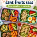 Lunch box paléo pour enfants sans fruits secs avec des légumes et protéines.