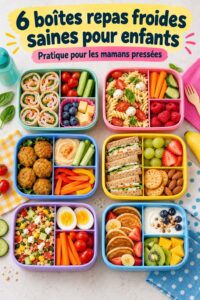 Lunch box saine pour enfants avec fruits et légumes colorés.