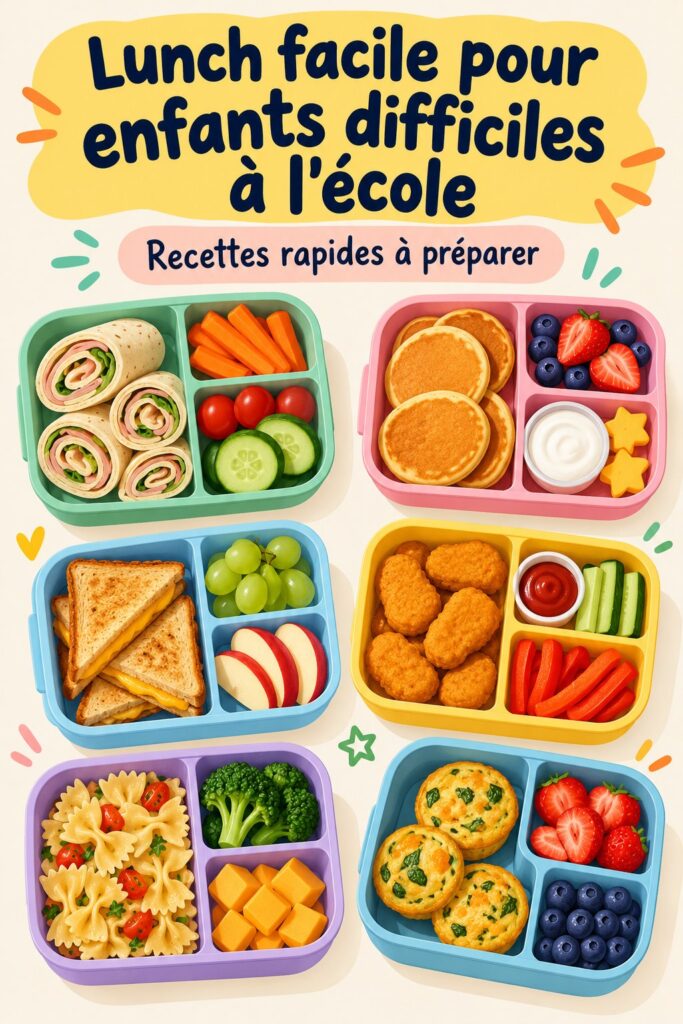 Idées de lunchs faciles pour enfants difficiles à l'école.