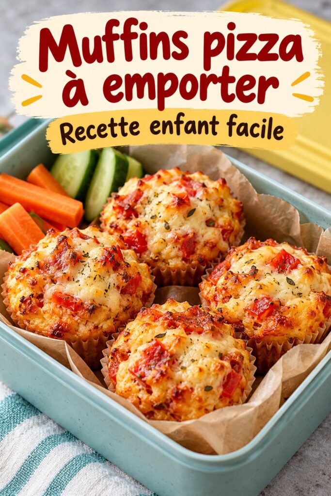 Muffins pizza maison joliment présentés sur une assiette, prêts pour la lunchbox.
