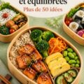 Bento japonais équilibré avec des légumes, du riz et du poisson