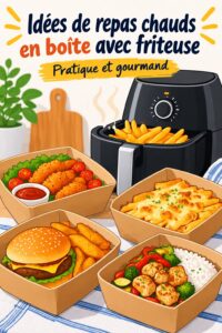 Lunch box préparée avec des recettes au Air Fryer pour enfants.