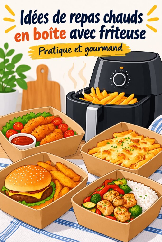 Lunch box préparée avec des recettes au Air Fryer pour enfants.