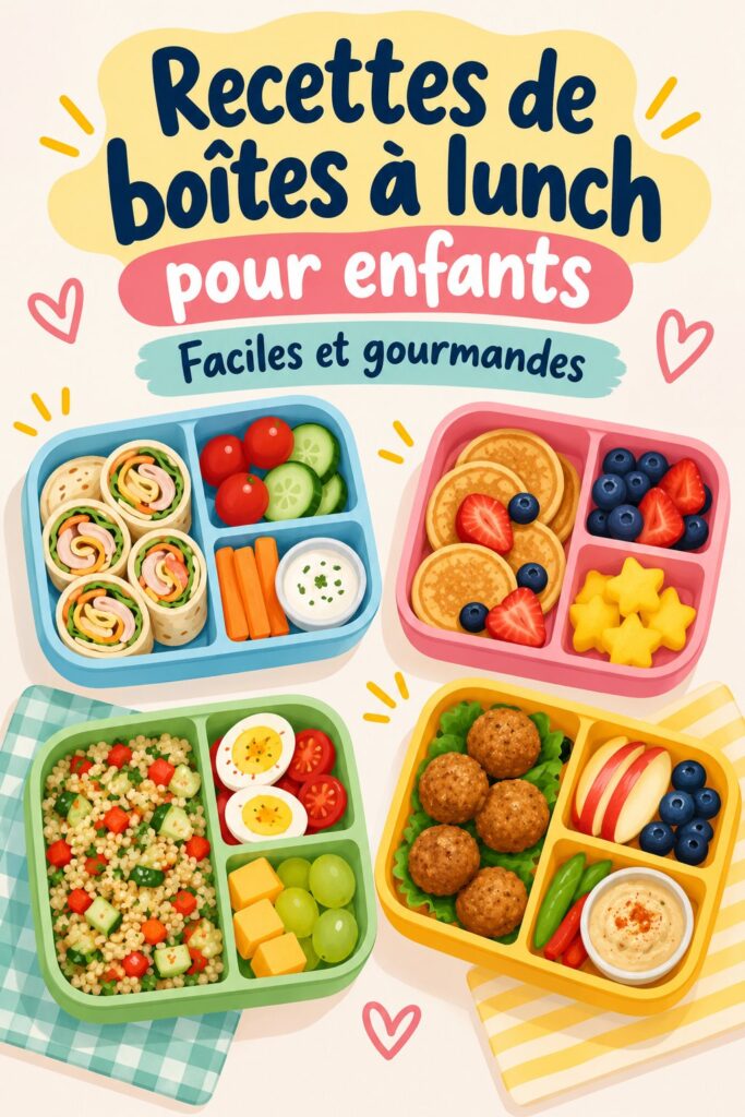Une lunchbox colorée avec des fruits, des légumes et des sandwiches pour enfants