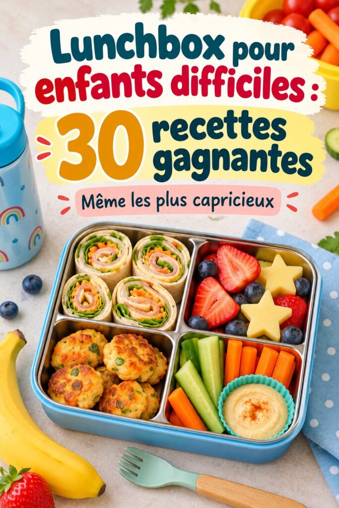 Une belle lunchbox colorée avec des recettes adaptées aux enfants difficiles