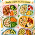Repas équilibrés pour enfants à emporter à l'école, avec des fruits et légumes colorés