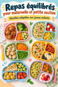 Repas équilibrés pour enfants à emporter à l'école, avec des fruits et légumes colorés