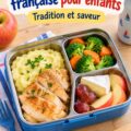 Déjeuner français équilibré pour enfants avec fromage, fruits et pain