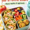 Déjeuner équilibré sans gluten pour enfants sur une table avec des fruits et légumes