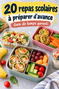 Repas scolaires préparés à l'avance, prêts à être congelés.