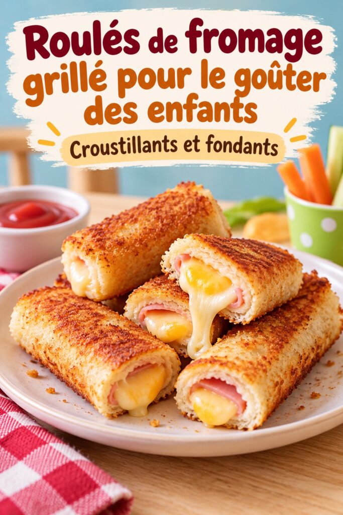 Roulés de fromage grillé dorés, prêts à être dégustés, présentés sur une assiette colorée.
