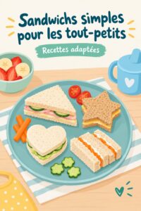 Sandwichs colorés et simples pour les tout-petits sur une assiette.