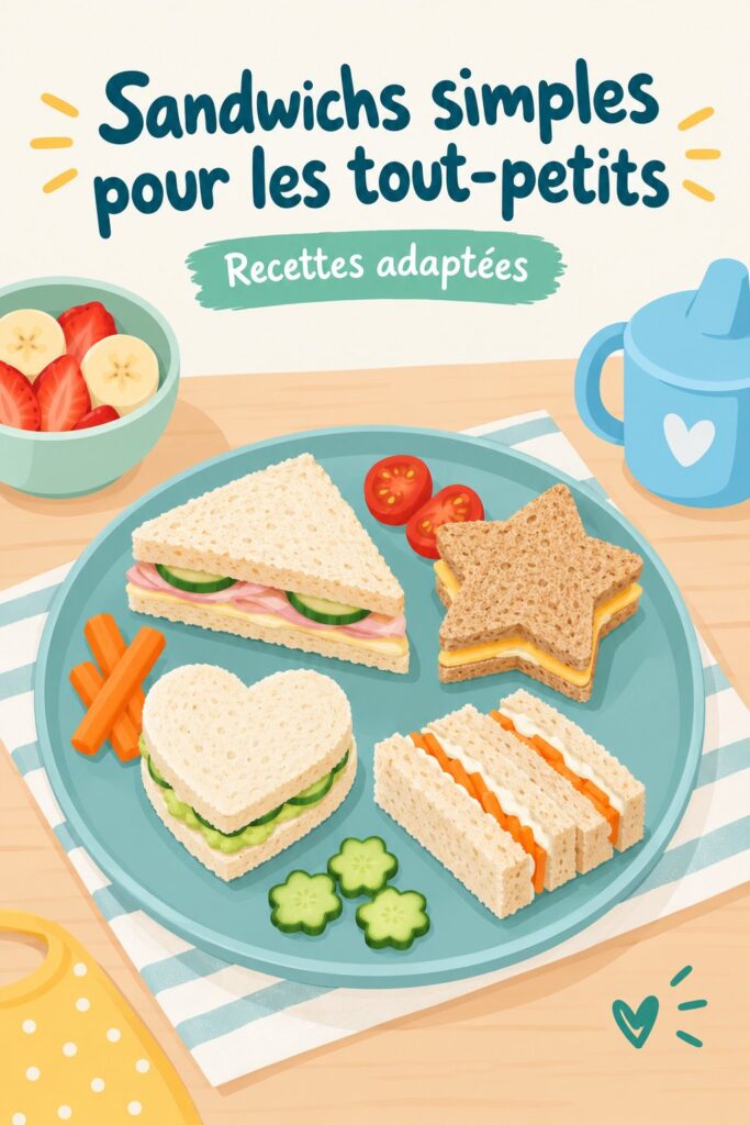 Sandwichs colorés et simples pour les tout-petits sur une assiette.