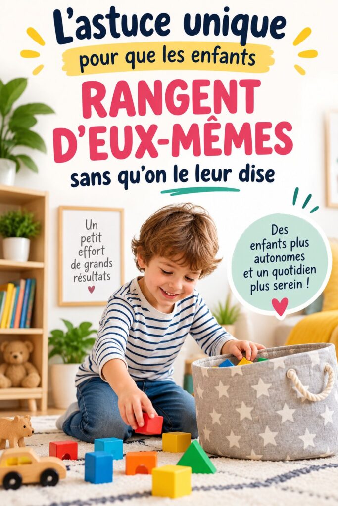 Une mère et ses enfants s'amusant à ranger des jouets ensemble, créant un moment agréable d'apprentissage.